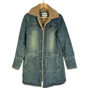 Vintage Charles Klein Denim Faux Fur Lined Jean Jacket Size S